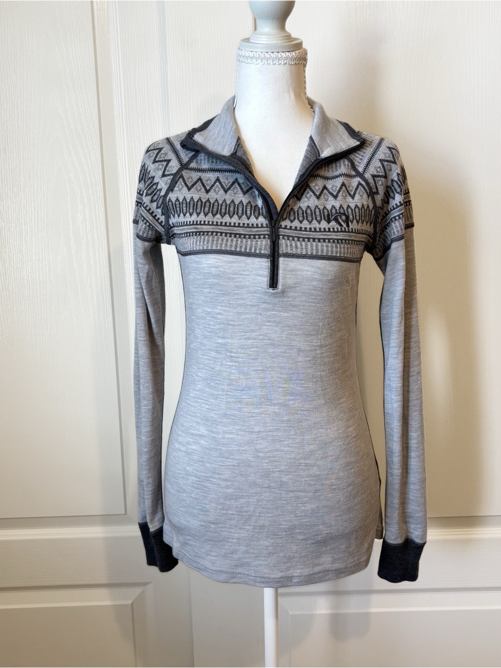 Kari Traa Lokke Half Zip Baselayer Top Wool Fair Isle Nordic Women's XS/Small